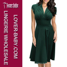 Mujer elegante sin mangas informal vestido de talla más (L36103-5)